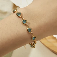 Zunders'-Bracelets en cristal rouge élégant pour femmes, bijoux de poignet en métal, coeur coloré, fête de mariage, cadeau de fille 2