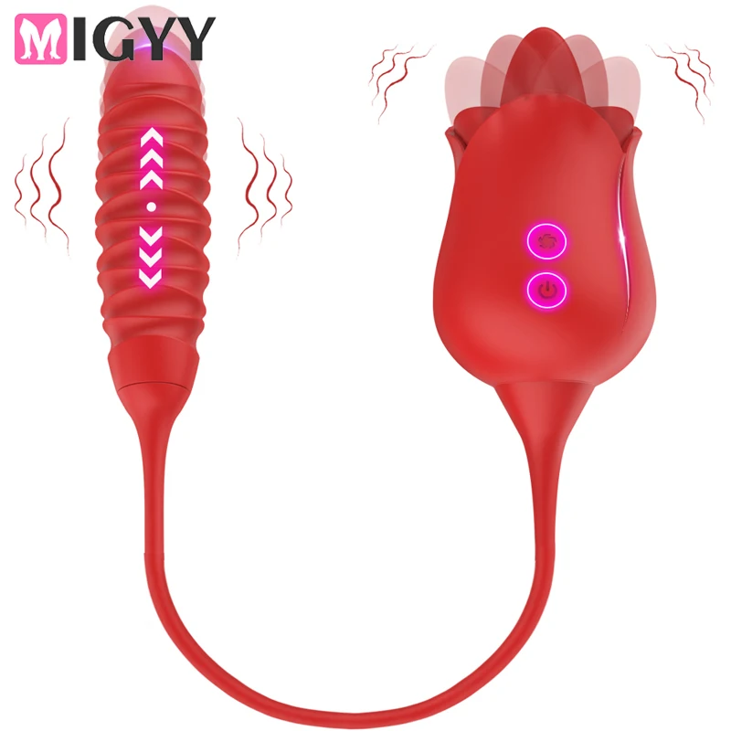 Rose Shape Oral Licking Vibrator For Clitoral Stimulation_voghion.com