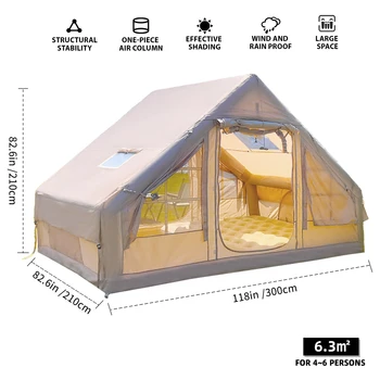 Inflatable Tent for Camping with Hand Pump Blow Up Tent Glamping Tent 4 Season Air Tent, Easy Setup Waterproof Outdoor Oxford 4