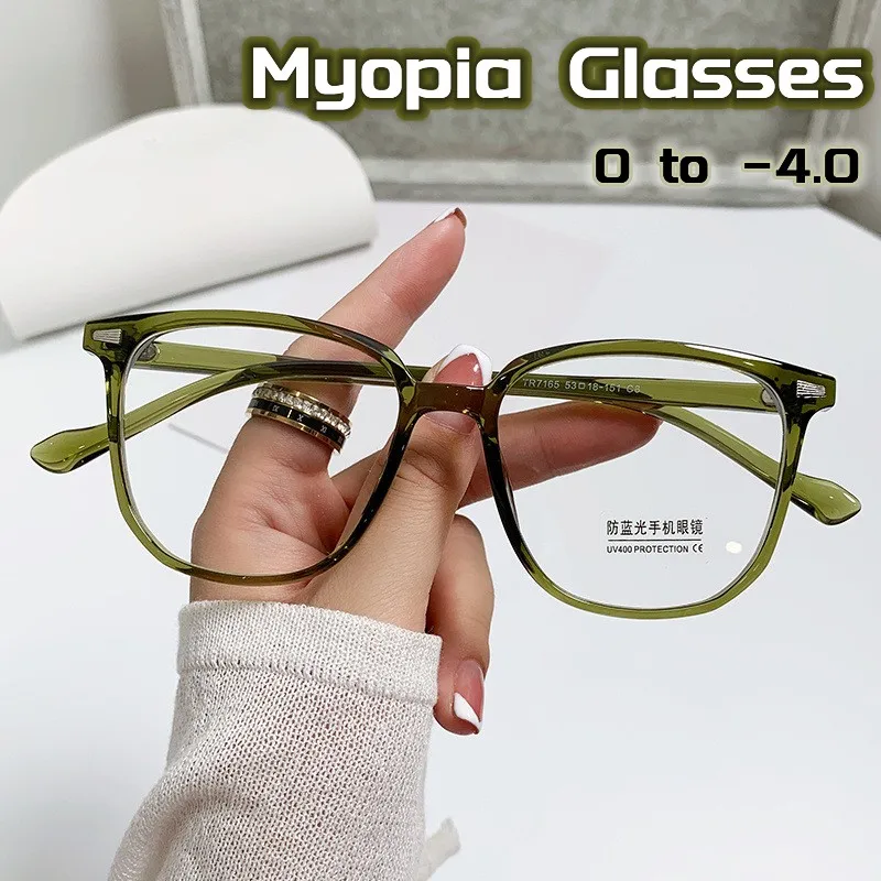 

Luxury Oversized Myopia Glasses Unisex Women Men Anti-blue Light Minus Sight Prescription Eyeglasses Vintage Optical Spetacle
