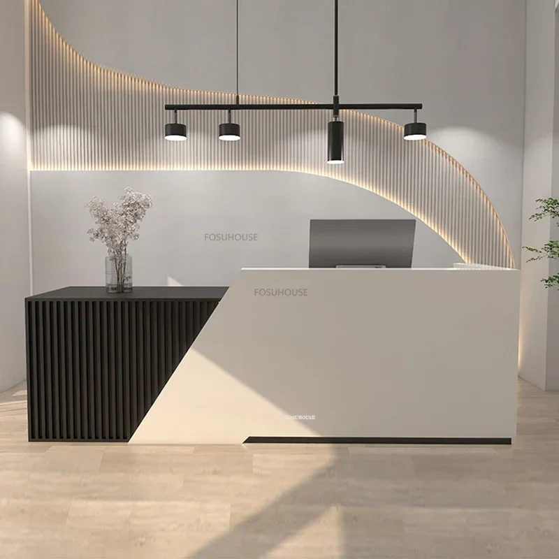 Modern Manmade Board Checkout Counter Office Furniture Clothing Store Reception Desk Creative Upscale Beauty Salon Front Desks