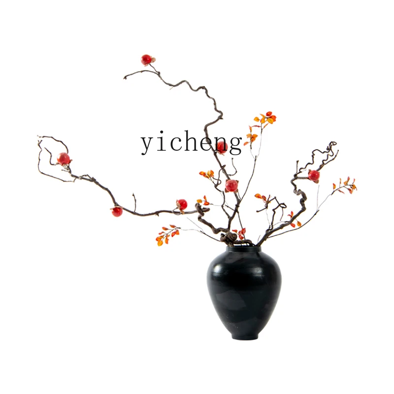 

Zc Chinese Style Artificial Flower Persimmon Flower Arrangement Deadwood Bonsai Landscape Hotel Tea Room Living Room Decoration