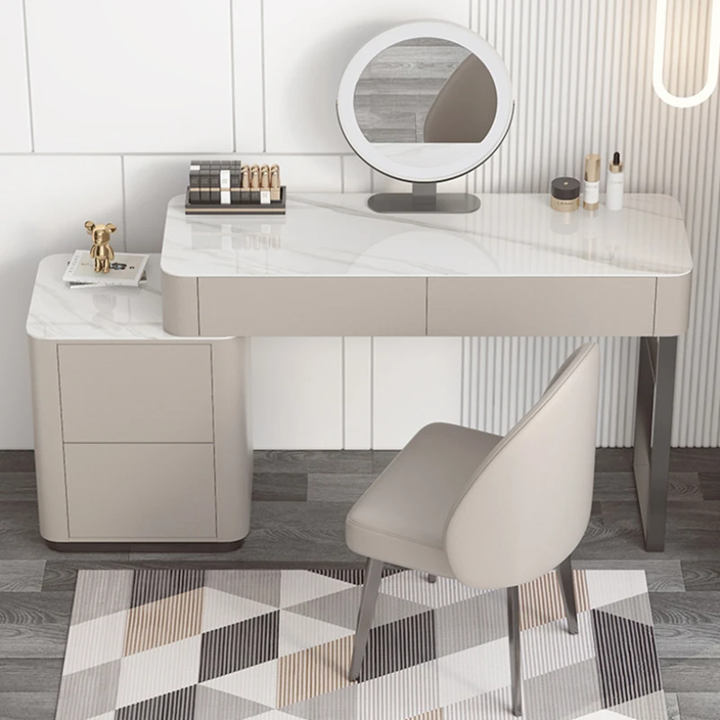 Moderna Estetica Minimal Dresser Specchio Led Light Drawer Storage Toletta Legno Moderno Comoda Pra Quarto Mobili Camera Da Letto