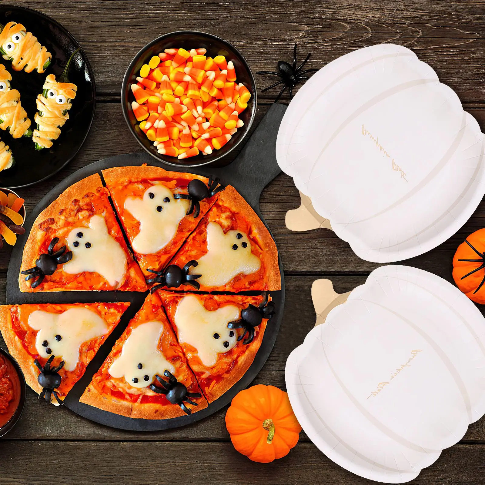 20Pcs Disposable Plate Halloween Theme trays Disposable Pumpkin Paper Plates Pumpkin shaped Paper Plates Halloween xmas