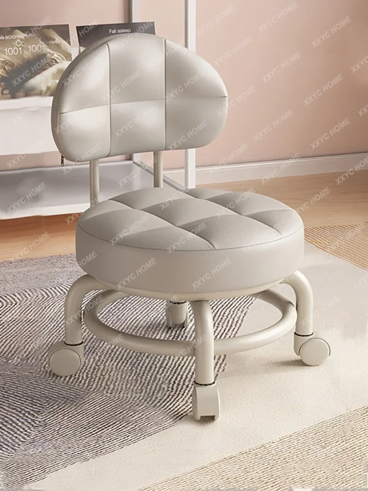 Backrest Pulley Changing Shoes Round Stool Pedicure Chair Work Low Stool Office Footstool Floor Cleaning Stools Salon Furniture