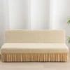 Jacquard Stretch Armless Futon Cover with Skirt Ruffled Futon Sofa Bed Cover Machine Washable Couch Cover Futon Sofa Cover 1pc 6