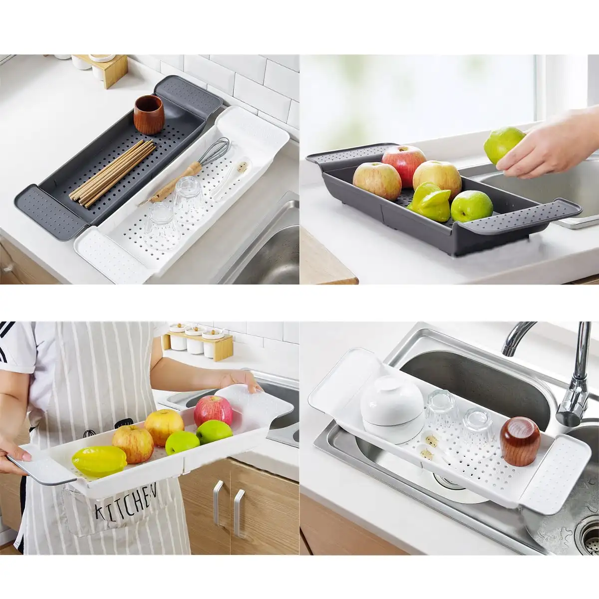 Retractable Bathtub Tray Storage Rack Shelf Tub Towel Holder Bath Tray for Shower Reading in The Bathroom Bathtub Accessories bathtub storage rack