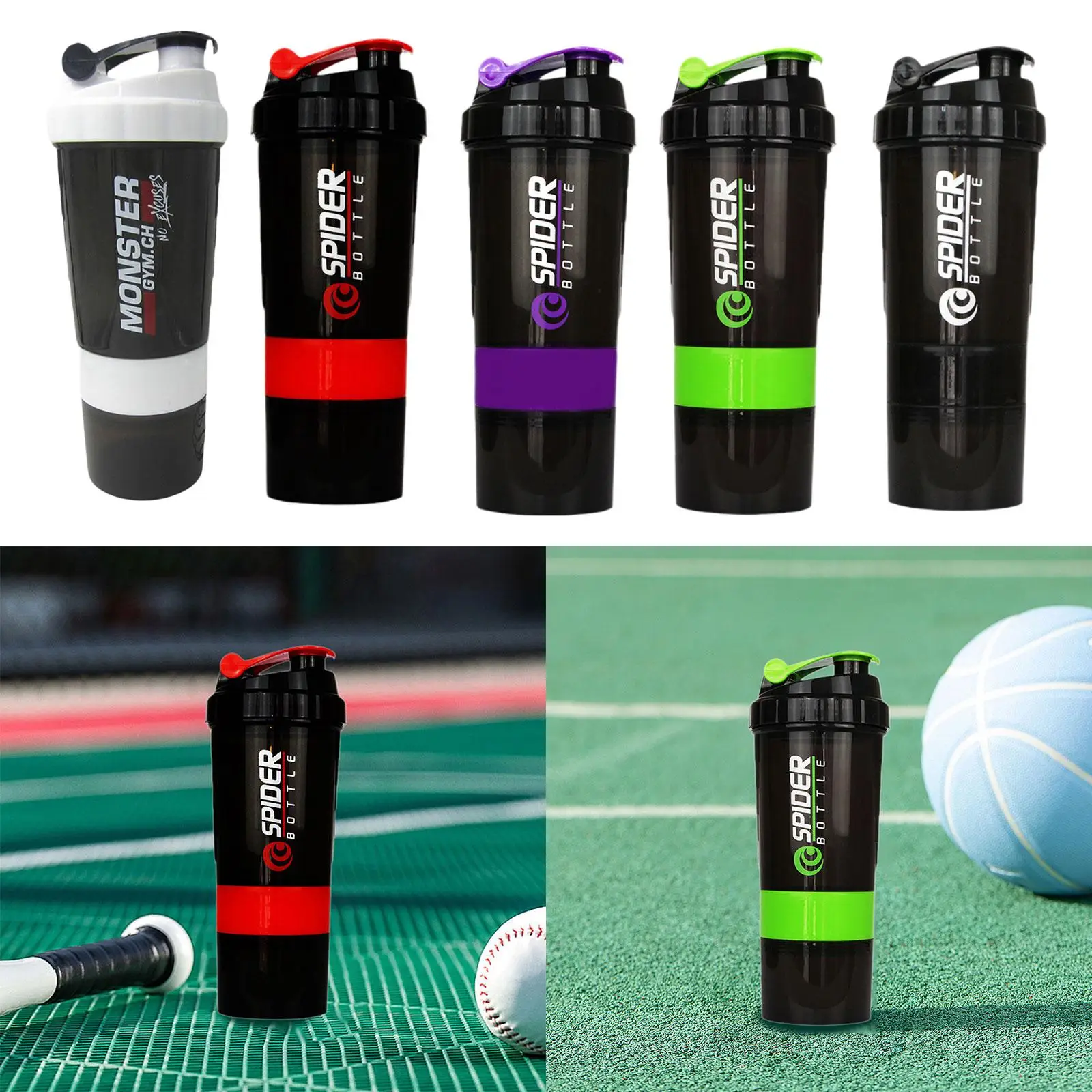 Protein Shaker Bottle for Protein Mixes 500ml Blender Shaker Bottle Supplement for Gym Outdoor Sports Travel Pre Workout