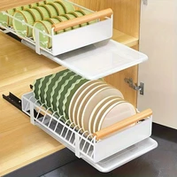 Égouttoir à vaisselle coulissant encastrable pour armoire, support à bols et assiettes en acier au carbone, égouttoir de cuisine coulissant 1