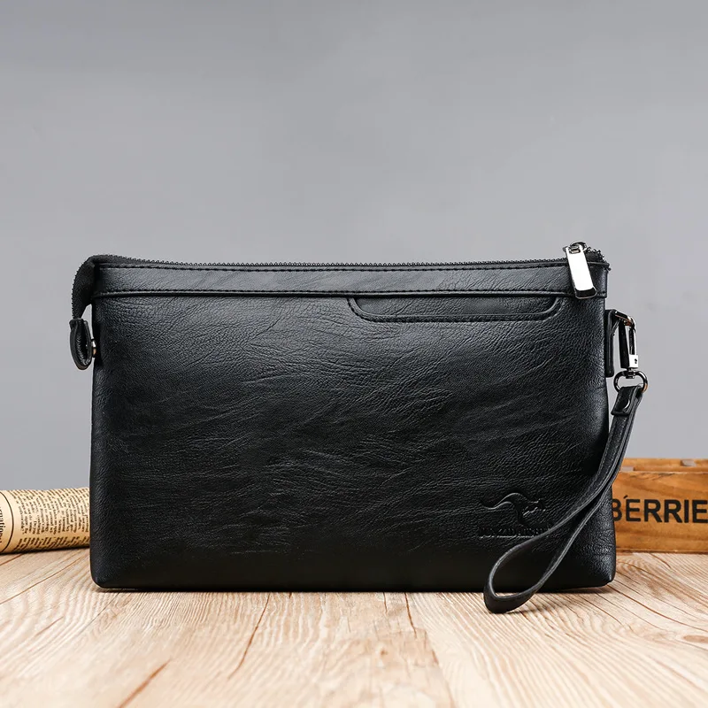 

2024 New Clutches Bag Handbag Men's Large Capacity Folder Handbag Soft Leather Leisure Envelope Men Wrist Wallets Sac Shippin