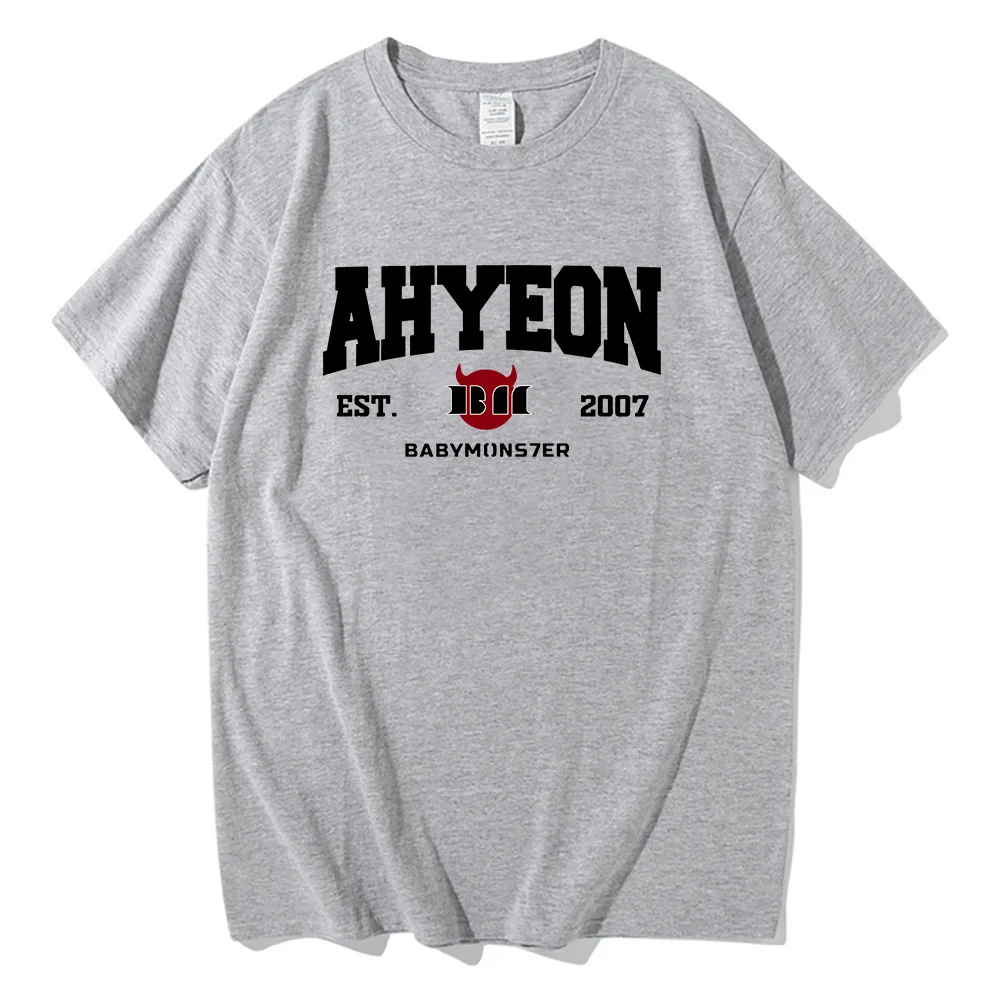 

Футболка AHYEON EST 2007, футболка в стиле панк с принтом BabyMonster, футболка для девушек, женщин и мужчин, летняя хлопковая футболка высокого качества, уличная одежда