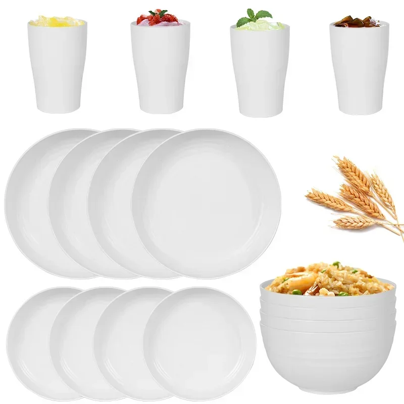 16-Piece Tableware Set Vintage Ceramic Stoneware Set With Dinner&Dessert Plate Bowl Cup