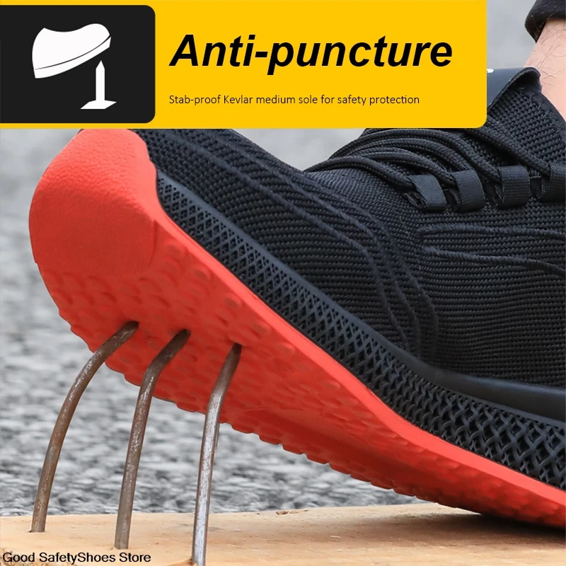 Men Safety Shoes Steel Toe Work Boots Women Men Work Shoes Puncture-Proof Boots Breathable Sneakers