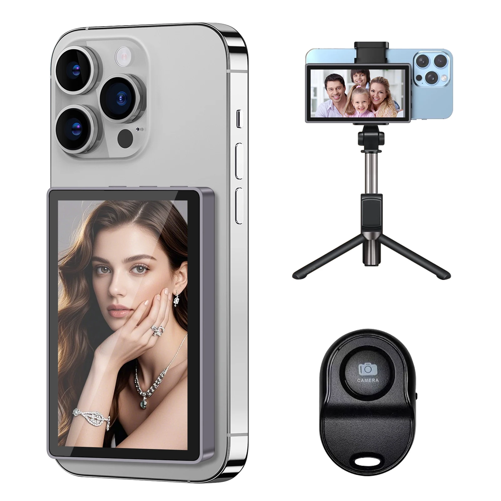 AHXJKA Smartphone Rear Camera For Selfie Vlog Live Stream For Android Iphone Monitor Screen Video Recording Magnetic Selfie
