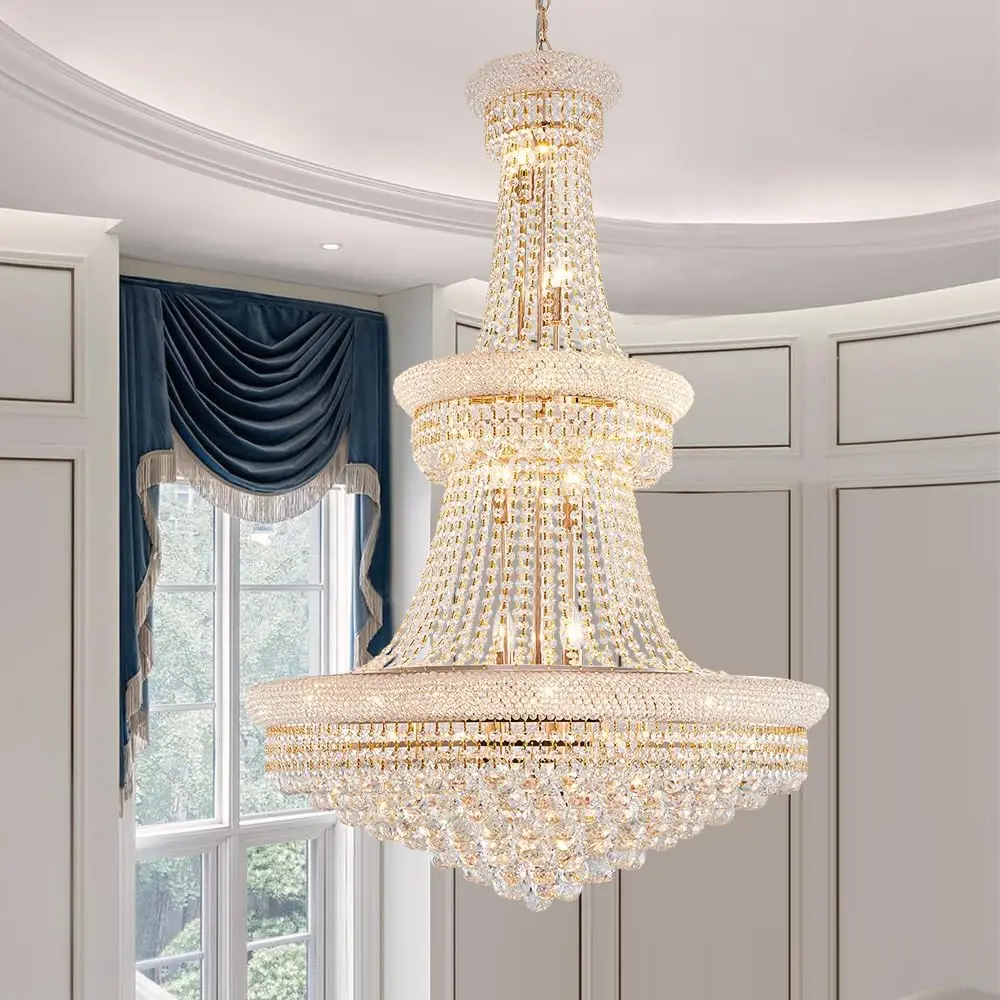 

Crystal Chandelier Light - Diameter Layers Ceiling Chandeliers, Pendant Lighting for Living Room, Dining Room, Foyer
