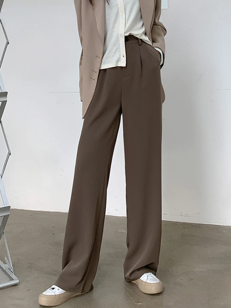 Spring Casual Suit Pants Women Elegant Office Ladies Work Wide Leg Straight Bottoms Sweatpants Women Baggy Korean 2023 Black
