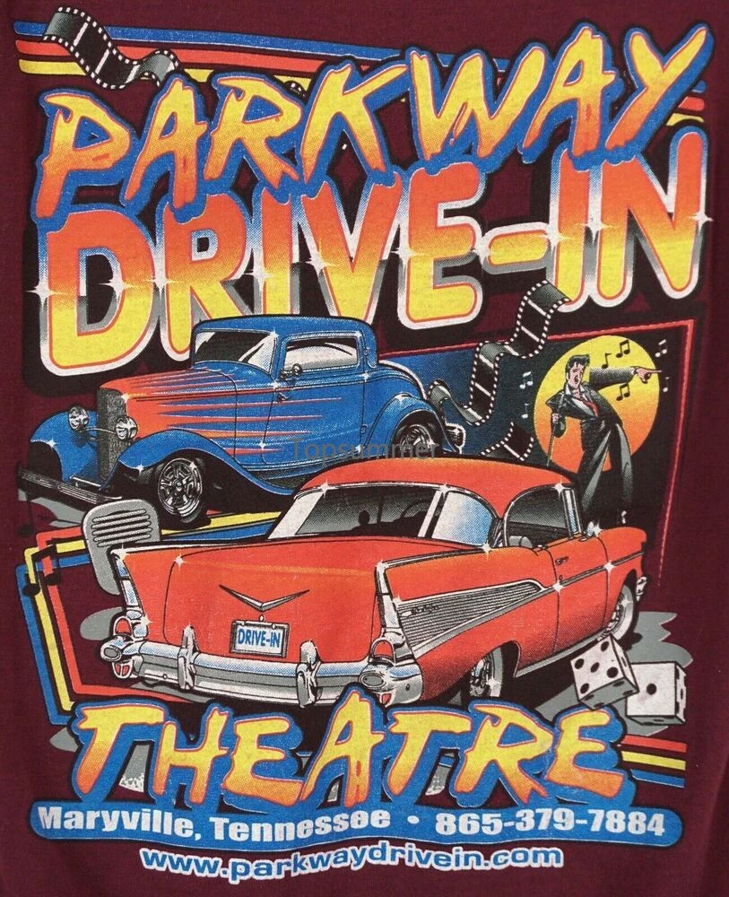 

Parkway Drive In Theater T Shirt Tee Theatre Maroon Maryville Tn Tennessee Sz S