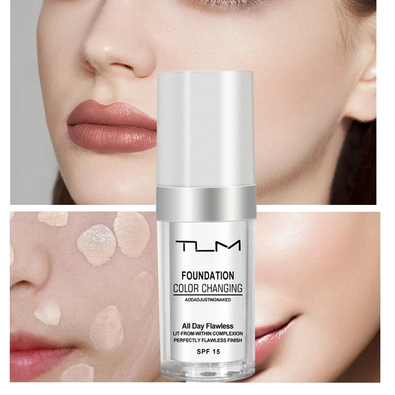 1Pc TLM Foundation Magic Color Changing Foundation Liquid Soft Matte Longlasting Hydrating Makeup Base Maquiagem 30ML Wholesale 5