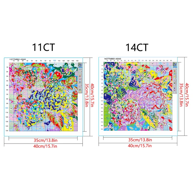 Fil de coton écologique à broder complet 11CT, Kit de point de croix imprimé la famille des fleurs, Art 40x40cm 3