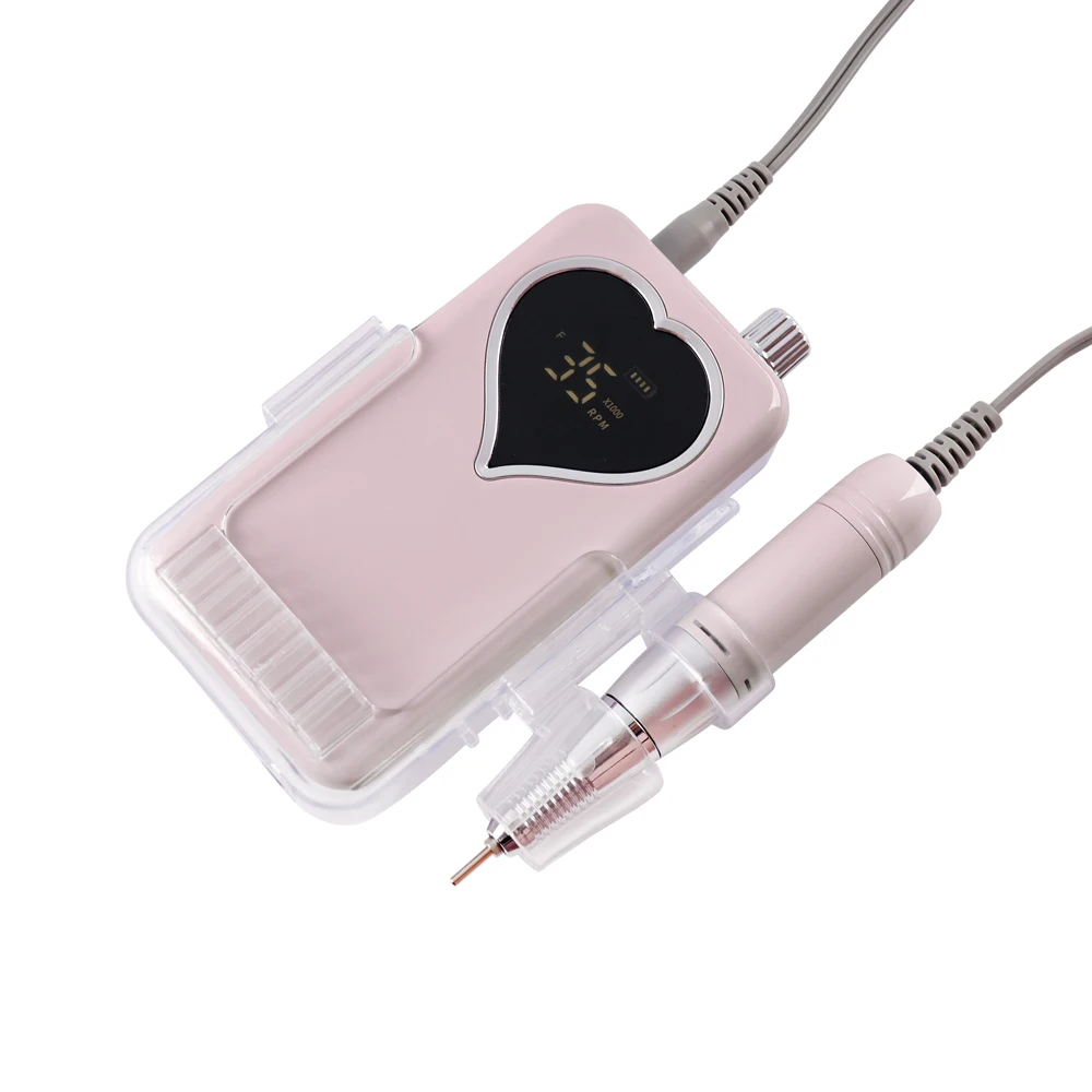 Portable Desktop Cordless Nail Drill Machine 35000RPM Rechargable Wireless Manicure Electric Nail File Drill Nail Filing Heart 3
