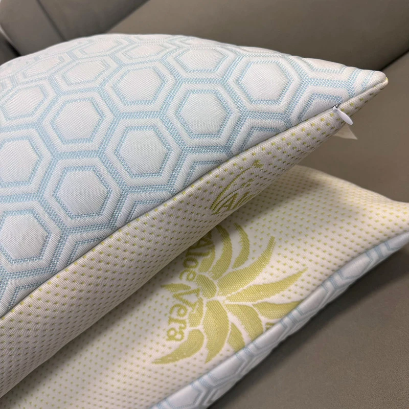 WQSPRING Aloe Pillow, Set Of 2 Cooling Zippered Breathable Bed Pillow For Sleeping, Reversible, Adjustable Cube Pillow For Hot S 6