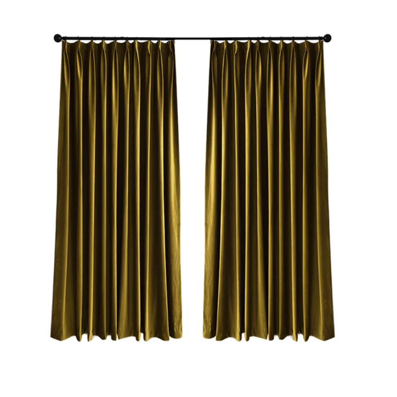 LightLuxuryRetroCurtainsforLivingRoomTurmericShinyGoldDarkOrangeVelvetCortina