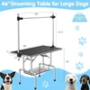 46''Large Dog Grooming Table, Adjustable Cat Drying Desktop with Arms, Nooses, Mesh Tray, Foldable Pet Station at Home 2