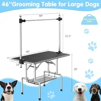46''Large Dog Grooming Table, Adjustable Cat Drying Desktop with Arms, Nooses, Mesh Tray, Foldable Pet Station at Home 2