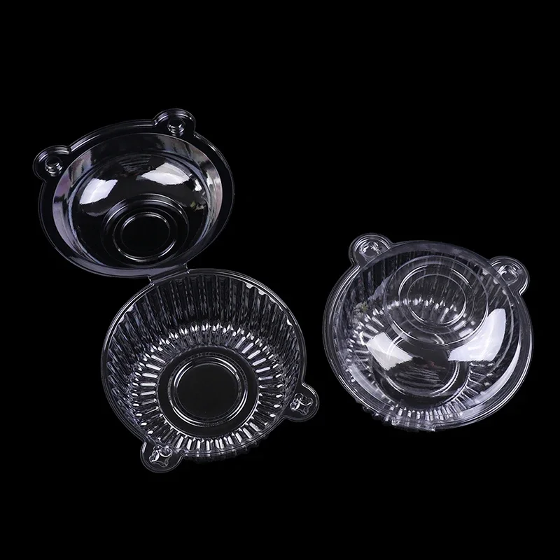 50PCS Disposable Plastic Transparent Cake Box Cut Kitten Shape PVC Round Pastry Box Dessert Packing Boxes With Cover