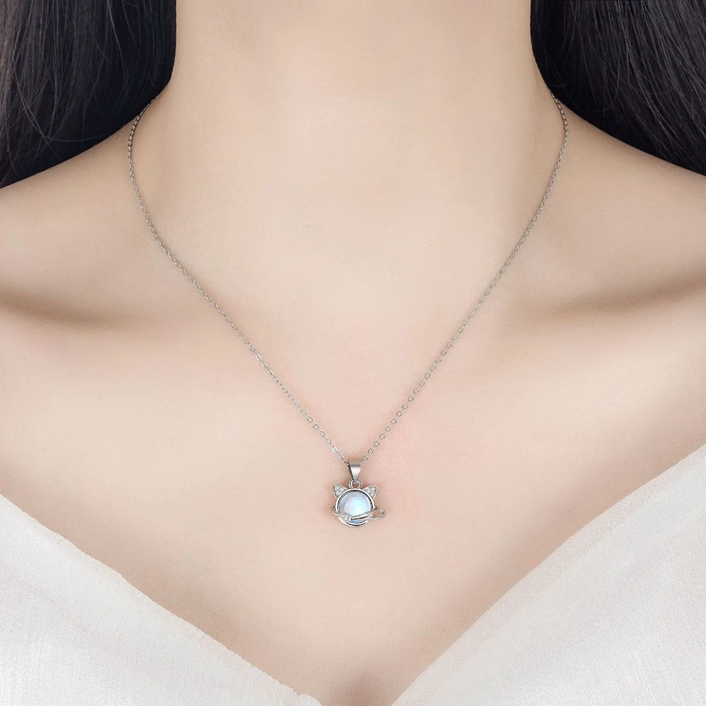 Jewelry Women's Fashion 925 Sterling Silver Opal Moon Crystal Earrings Necklace Set - PeticaDeals