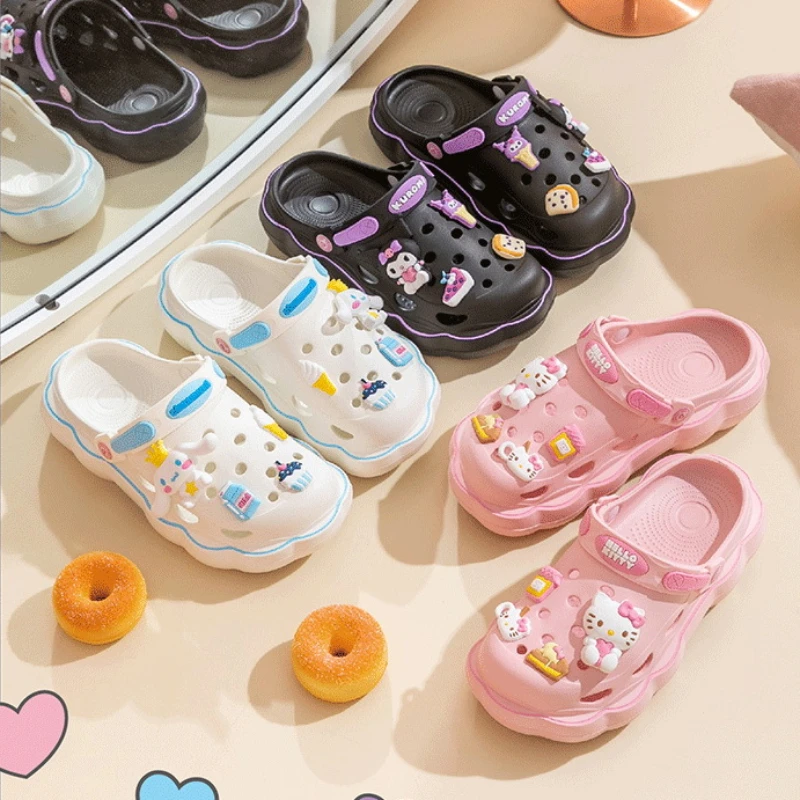 

Kawaii Sanrio Hello Kitty Cinnamoroll Kuromi Anti-slip Sandals Sweet and Simple Beach Shoes Cute Things for Girls