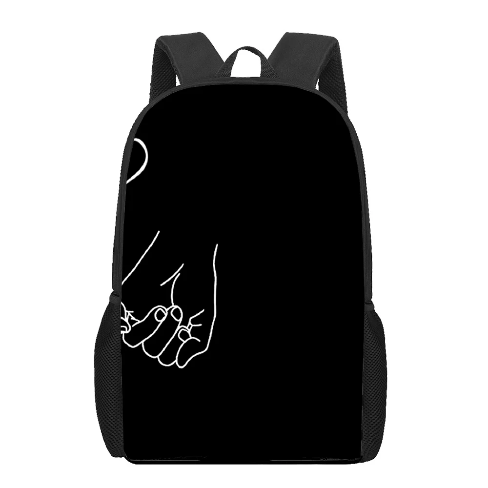 Black white art couple 3D Printed Book Bag Men 16 Inch Backpack For Teen Boys Kindergarten Bagpack Children Mochila