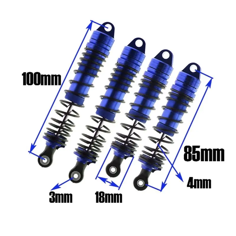 A57E-For Traxxas 1/10 스케일 4X4 2WD RC 자동차 알루미늄 합금 전면 및 후면 충격 흡수 장치 세트-슬래시, 스탬페드, 러스용 업그레이드 부품