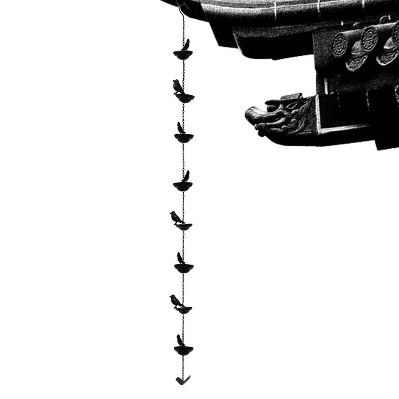 1m Mobile Birds On Cups Metal Rain Chain Decor Rain Catcher For Gutter Roof Decoration Metal Drainage Chain Downspout Tool