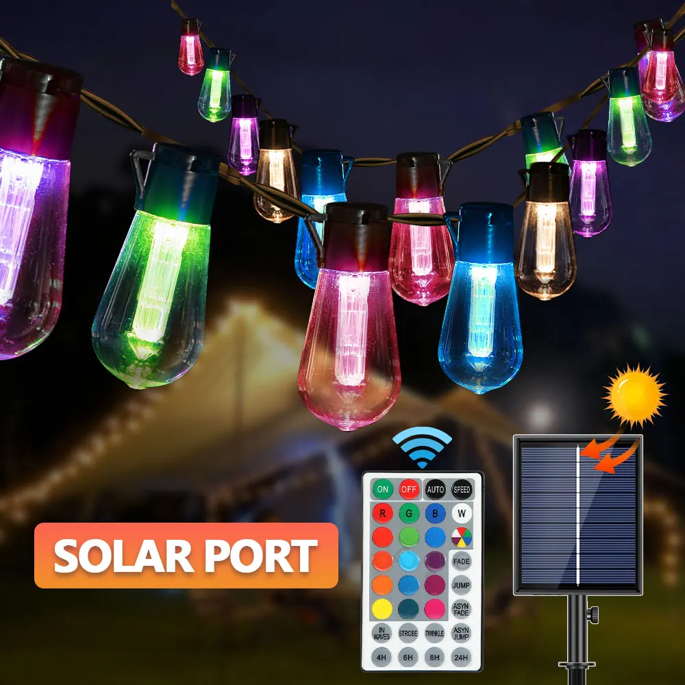 solar outside lights Solar String Lights, G40 Shatterproof LED Solar String Light Outdoor Umbrella Lights with 20 Bulbs Patio Waterproof Lights solar powered street lights Solar Lamps