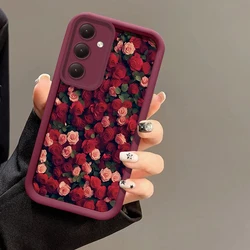 Red Rose Shockproof Soft Silicone Phone Case Cover - Samsung M40S (Wine - red - 752)