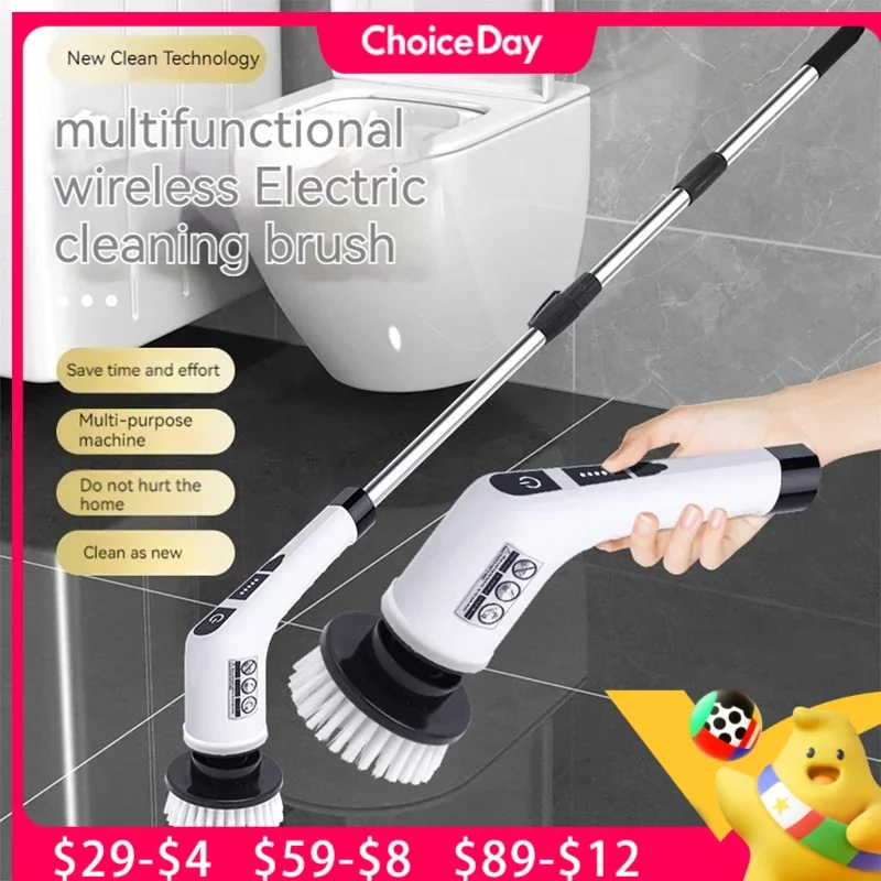 

Ручная двухцелевая электрическая бытовая вращающаяся на 360 ° телескопическая щетка для чистки с Usb-зарядкой инструмент для уборки кухни и ванной комнаты