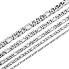  Figaro Chain Necklace Stainless Steel Link for Men Women 3 Colors Jewelry Accessories Waterproof NK Necklaces 