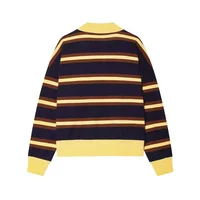 Autumn Winter Polo Collar Long Sleeve Striped Knitted Pullover Tops Women Buttons Decoration Sweater Female Casual Fashion Wear - Image 3