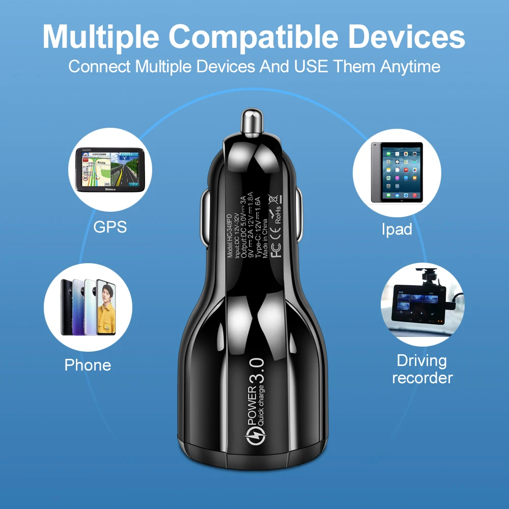 15W USB Car Charger Type C Quick Charger in Car PD Quick Charge Car Phone Charge For iPhone Xiaomi Samsung Mobile Phone Charger