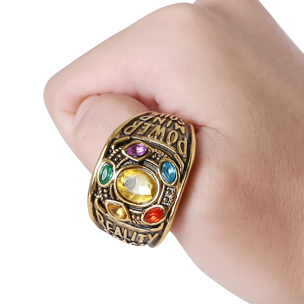 Infinity Stones Penis Ring Male Metal Cum Delay Thanos Penis Ring BDSM Adult Sex Toy Male Chastity Device Cosplay Penis Ring