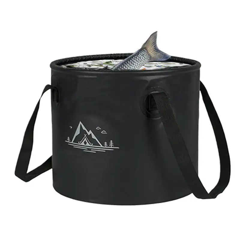 Foldable Bucket Folding Camp Wash Basin With Handle 20L Portable Fish Bucket Multifunctional Water Storage Container For Camping