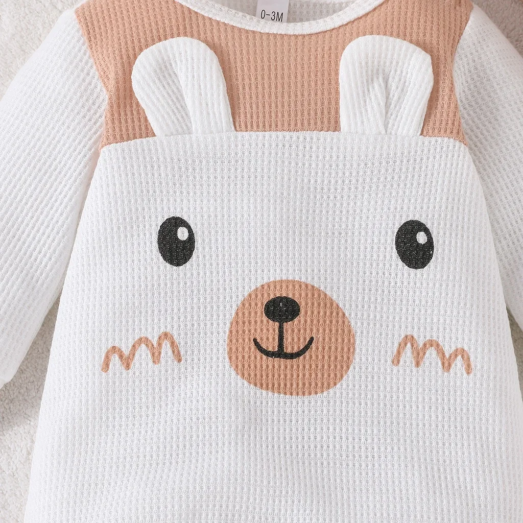 Baby Rompers Unisex Boy Girl Newborn 0-18 Months Toddler Clothing Infant Long Sleeve Cartoon Cute Bear Ears Hat Jumpsuit