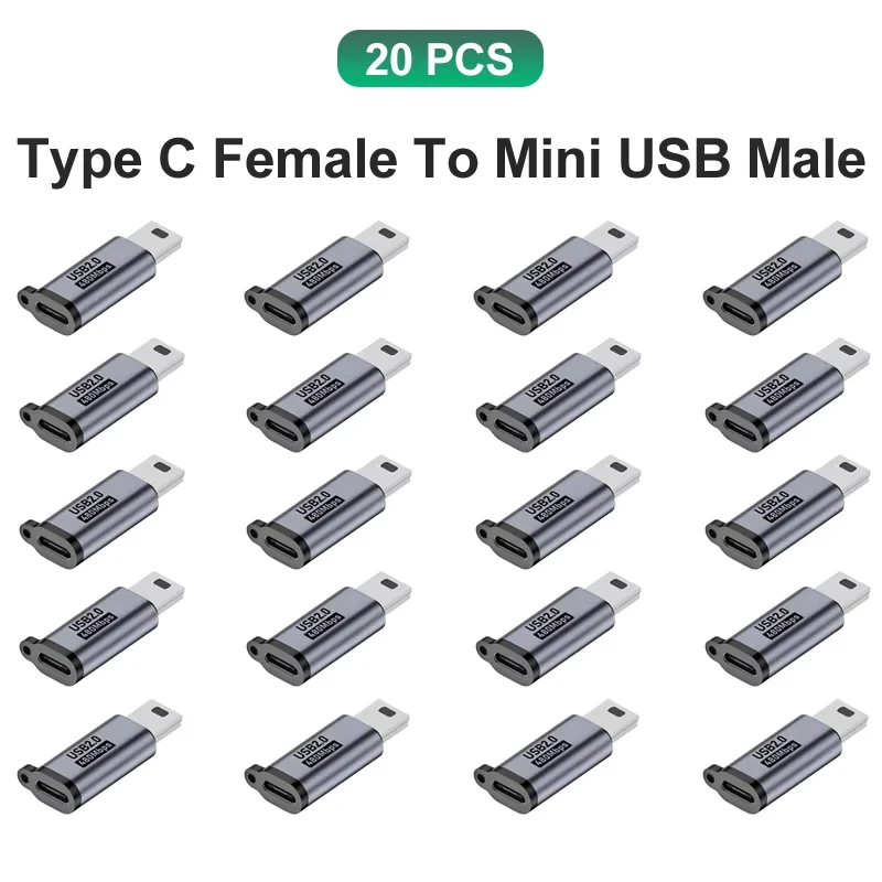 High-Speed Mini USB to USB-C Adapter - 18W Data Connector