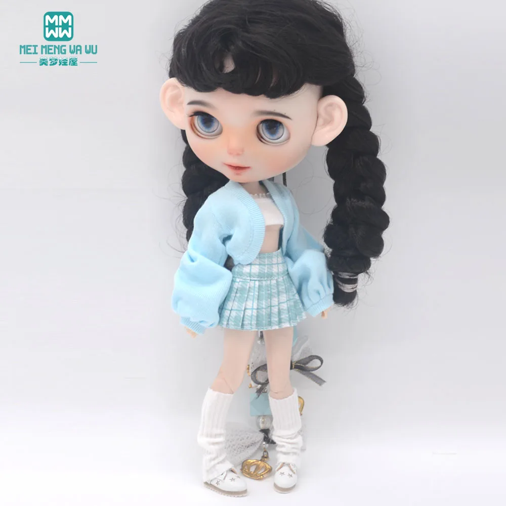Fashion New Puff Sleeve Knit Jacket Set for Blyth Doll Azone OB23 OB24 Doll Accessories