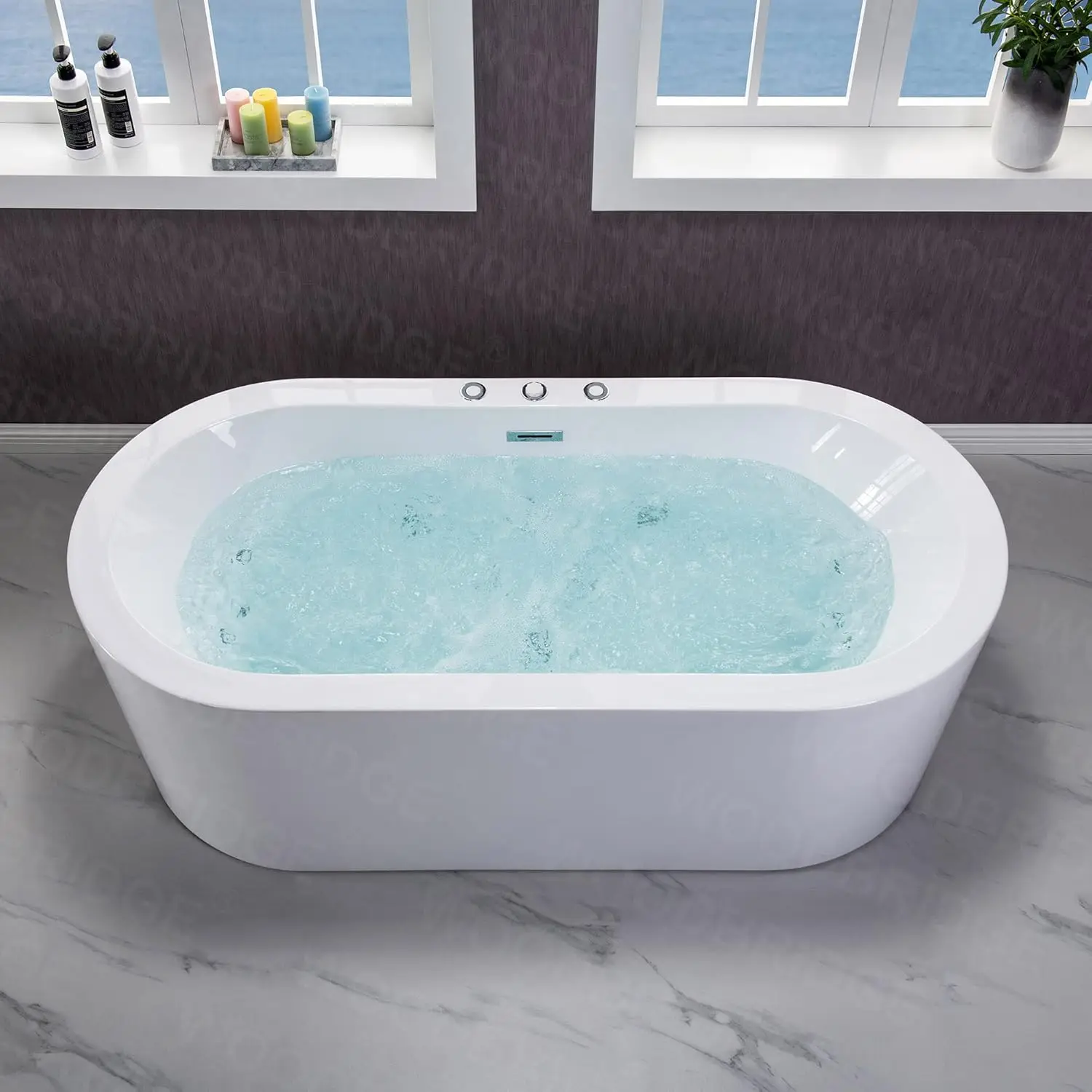 67 inch Air Bubble and Whirlpool Jetted Freestanding Bathtub High quality structure comfortable hydro massage 2