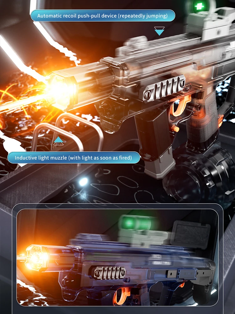 MK3 Electric Water Gun Toy Large-capacity Cool Flash Light Absorbent Water Continuous Shooting Summer Outdoor Beach Toy for Kids