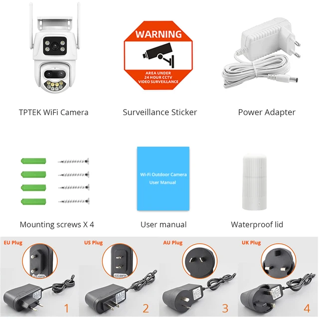 9MP 6MP Wifi Camera IP Outdoor PTZ Security Three Lens Dual-Screen Ai Humanoid Detection Auto Tracking Surveillance Camera iCSee 6