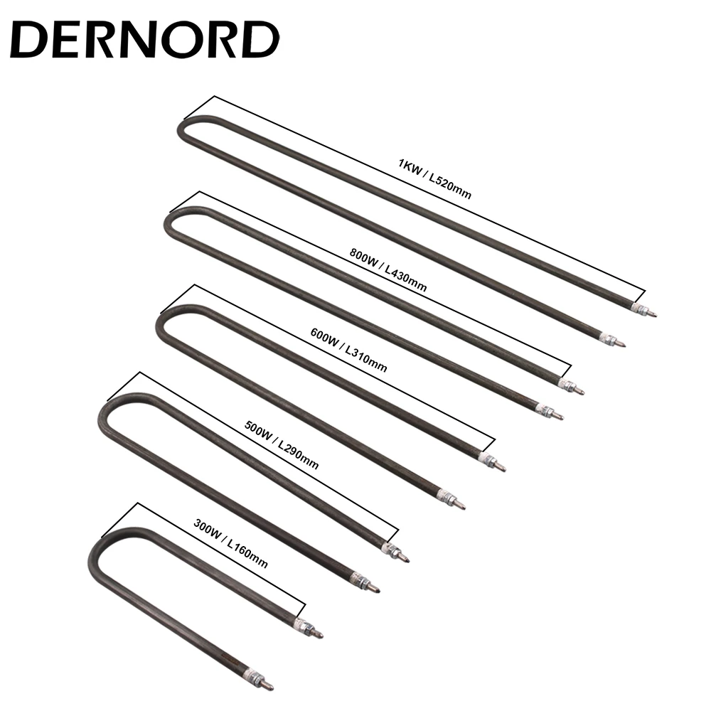 Dernord-u Shape Elemento de Aquecimento Elétrico Air Burning 304 Forno Tubular Heater 220v 300w 500w 600w 800w 1000w Aço Inoxidável