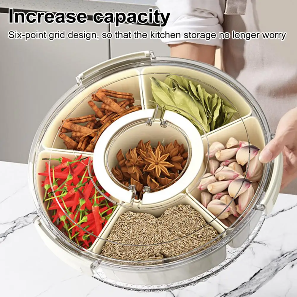 Rotating Fruit Plate Snack Spinner With 6 Compartments Food-Grade Container
